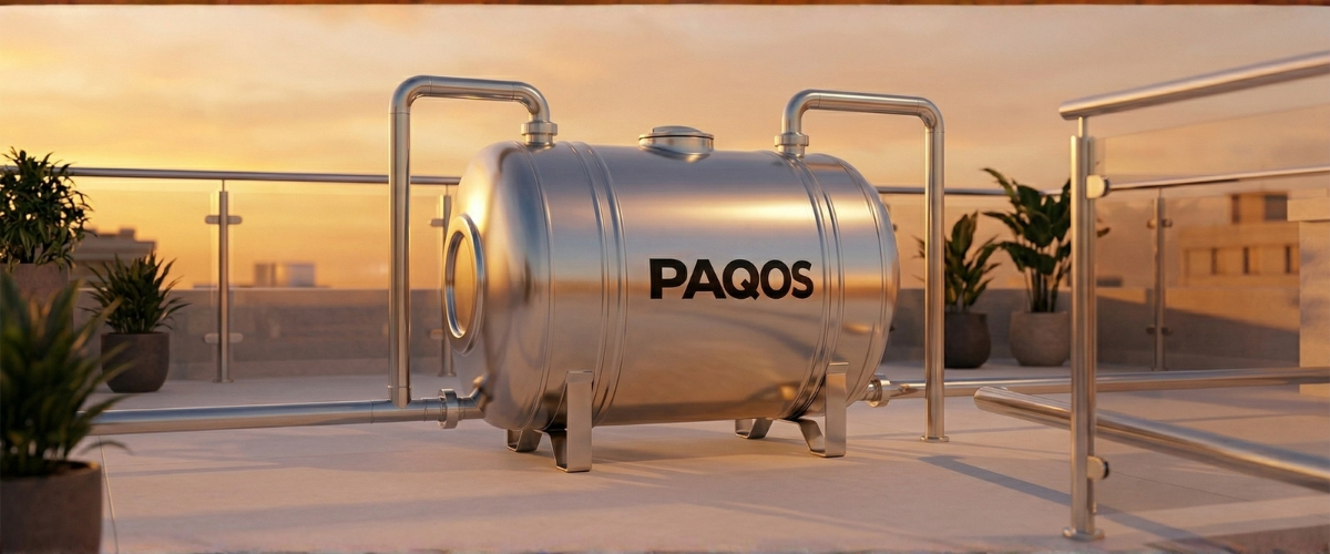 stainless steel water tank for terrace installation SS water tank for rooftop installation modern home corrosion resistant stainless steel water tank outdoor food grade SS water tank for home safe water storage durable terrace water tank stainless steel rooftop view