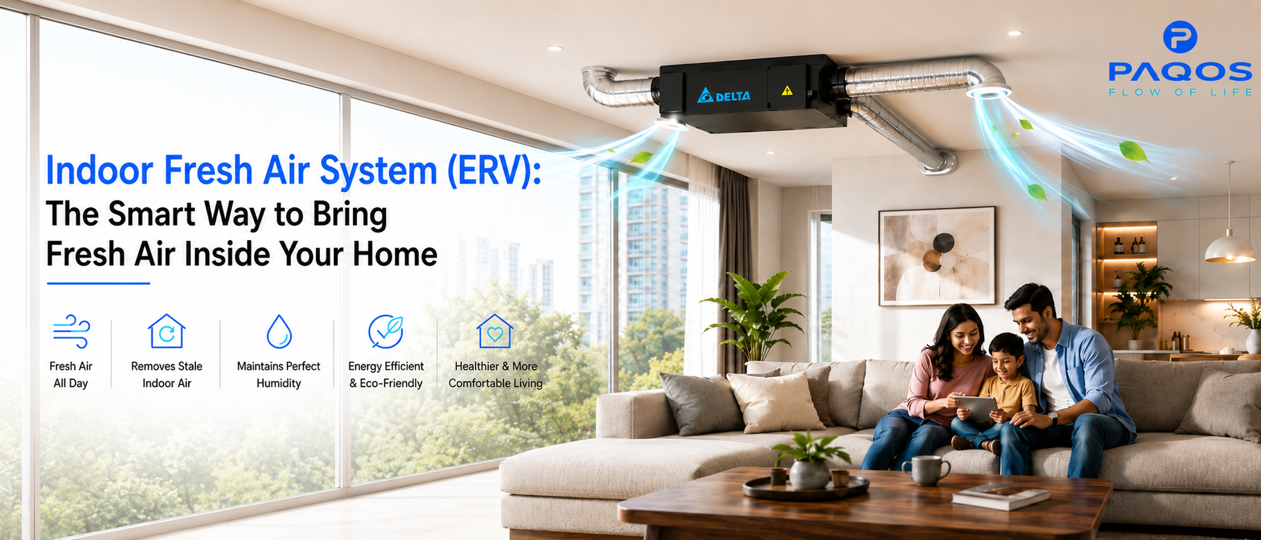 Indoor Fresh Air System ERV installed in a modern home for clean and fresh indoor air