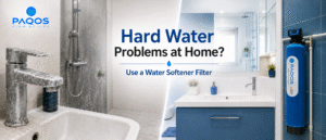 Paqos water softener filter installed for home use, helping reduce hard water problems, stains, scaling, and improving daily water quality.